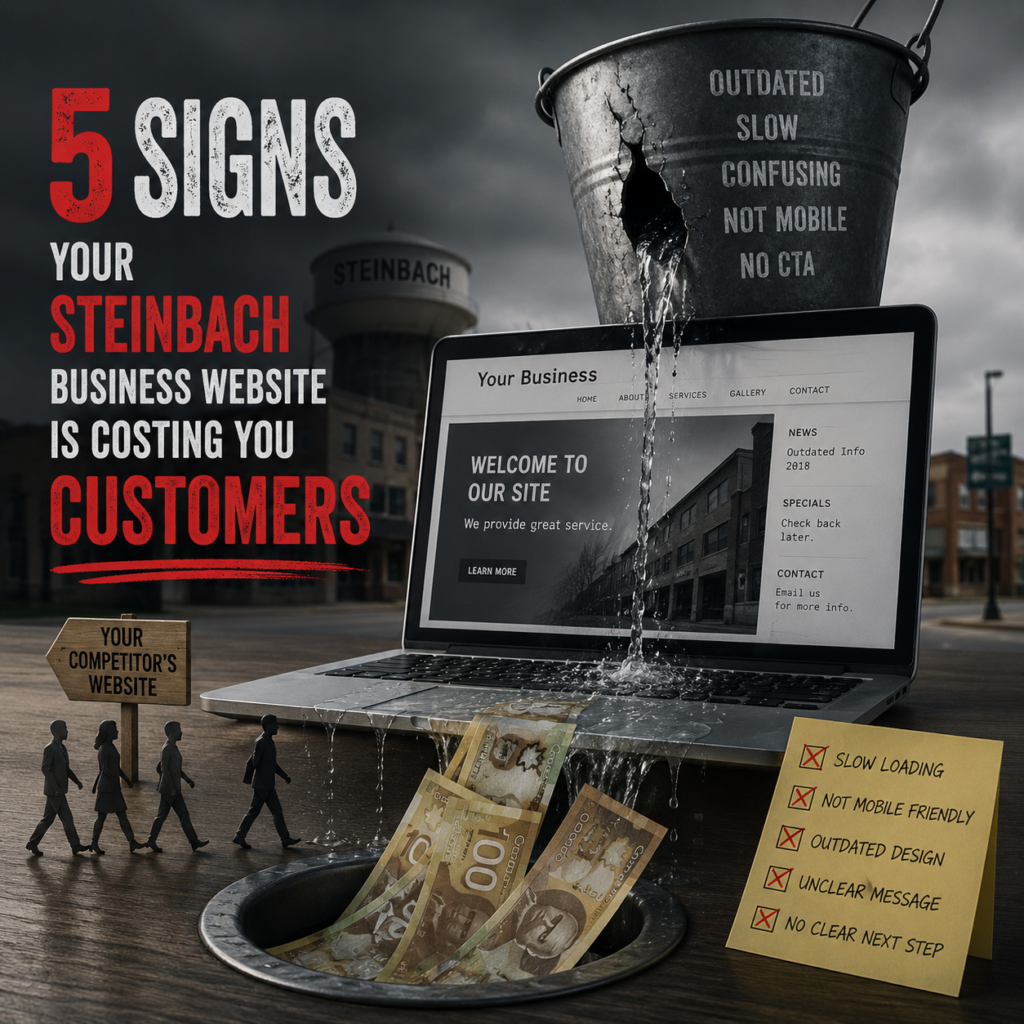 An image for a blog titled 5 Signs Your Steinbach Business Website Is Costing You Customers