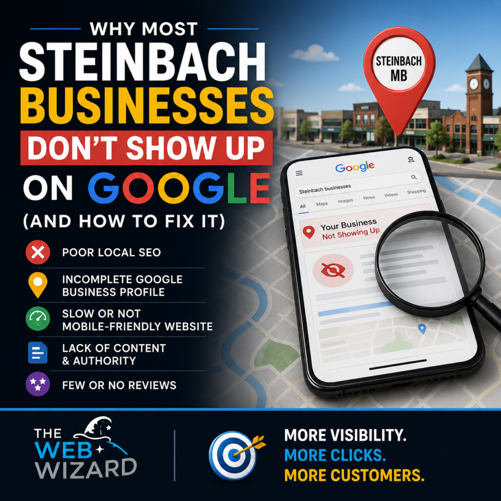 An image for a blog titled Why Most Steinbach Businesses Don’t Show Up on Google (And How to Fix It)