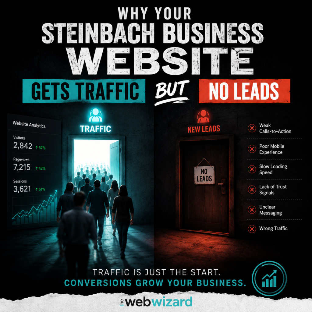 An image for a blog titled Why Your Steinbach Business Website Gets Traffic But No Leads
