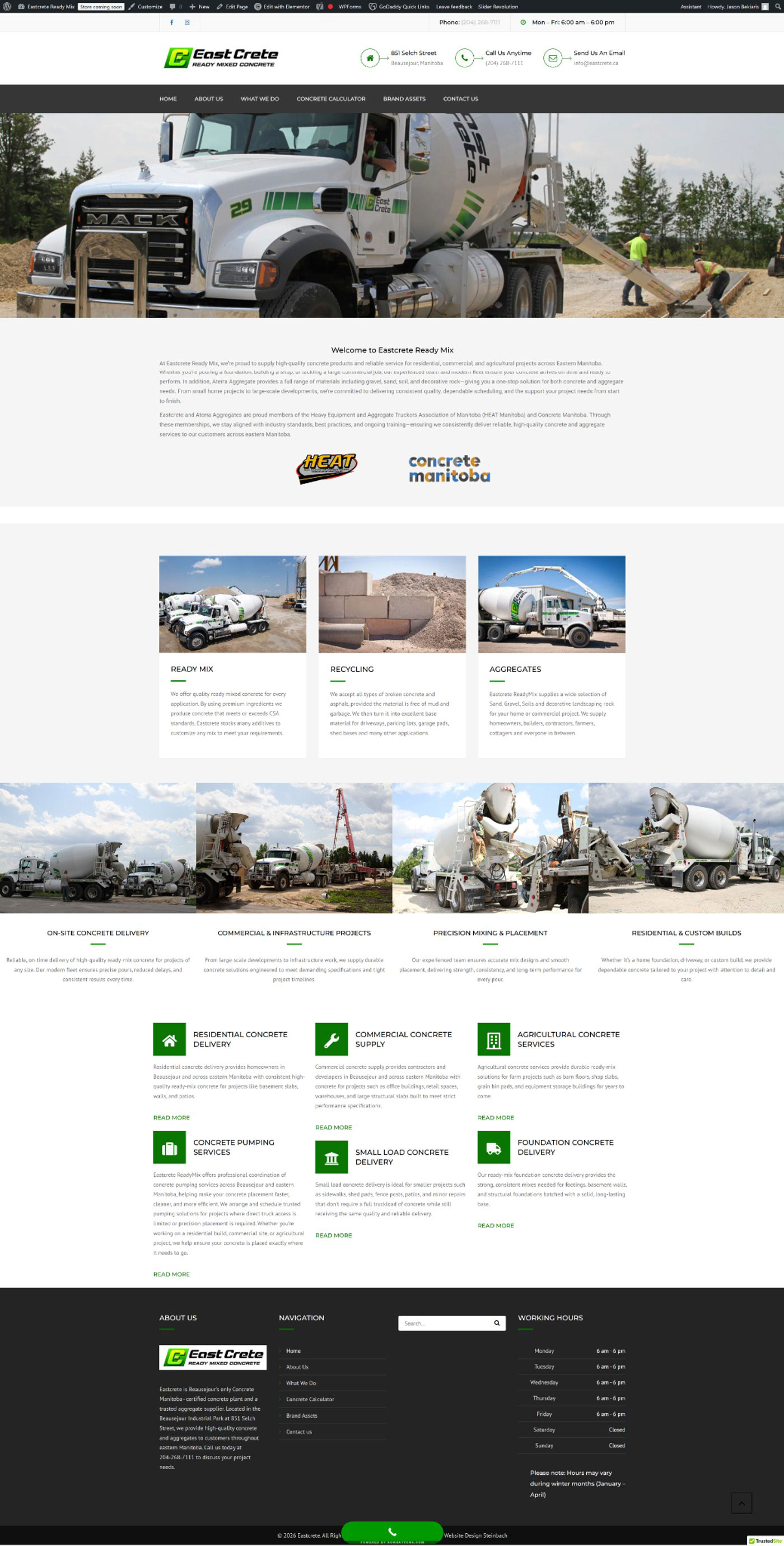 Eastcrete website after redesign