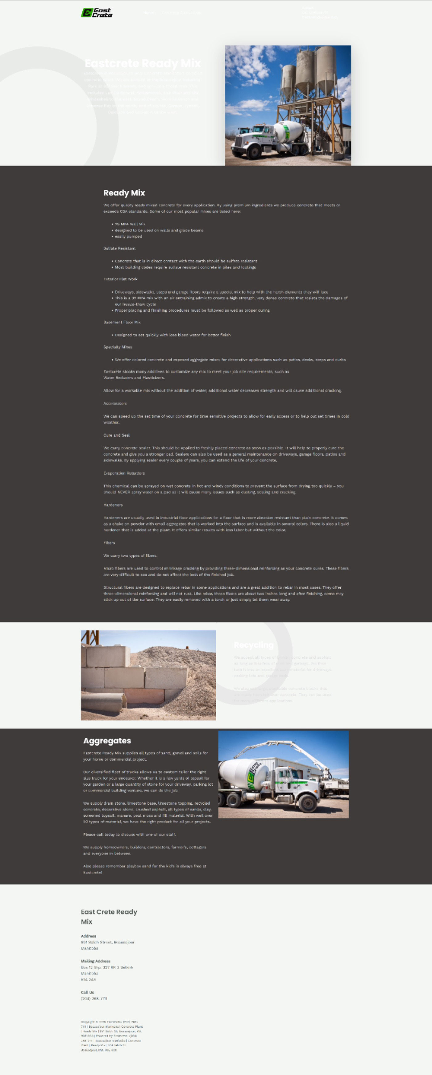 Eastcrete website before redesign